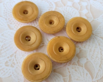 6 Tan Vintage Buttons 5/8 Inch 15mm