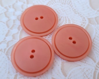3 Pink Vintage Buttons 7/8 Inch 22mm Peachy Pink Buttons