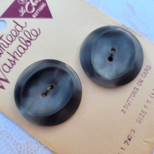 2 Gray Vintage Buttons 1 3/8 Inch 28mm Coat Buttons Le Chic Button Card