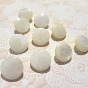 10 Creamy White Pearl Buttons 1/2 Inch Vintage Buttons Shank Buttons