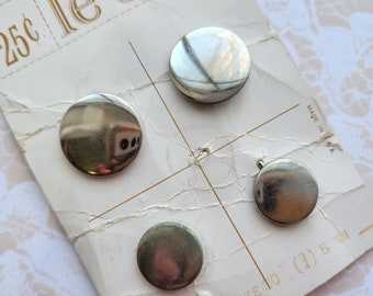 4  Silver Shank Vintage Buttons 2 Sizes 11/16 & 9/16 Inch