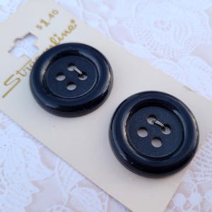 2 BIG Navy Blue 4 Hole Buttons 1 1/8 Inch 28mm Streamline Button Card Coat Buttons Jacket Buttons