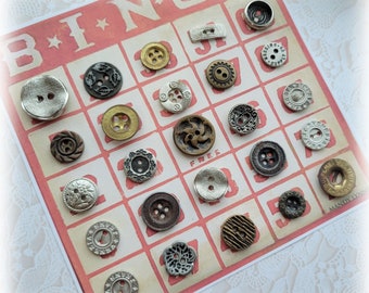 25 Metal Vintage Buttons Gold Silver Bronze Metal Buttons