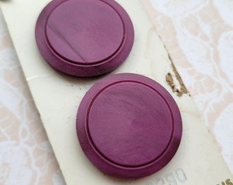 2 BIG Purple Vintage Buttons 1 3/16 Inch 30mm Imperial Button Card