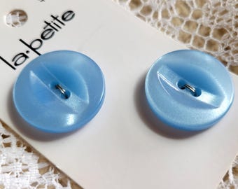 2 Light Blue Buttons 7/8 Inch 22mm La Petite