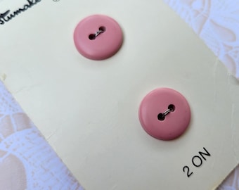 2 Pink Vintage Buttons 5/8 Inch 15mm Costumakers Button Card