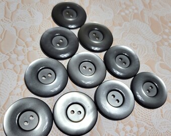 10 Gray Vintage Buttons 1  1/16 Inch 2 Hole Sew Thru Buttons