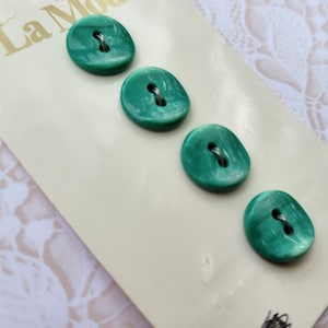 4 Green Vintage Buttons 1/2 Inch 13mm La Mode Button Card Made in Italy