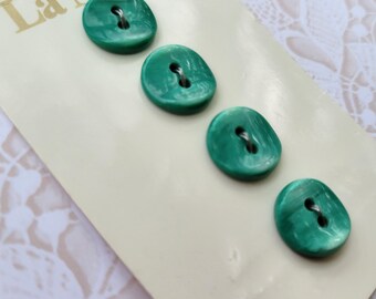 4 Green Vintage Buttons 1/2 Inch 13mm La Mode Button Card Made in Italy