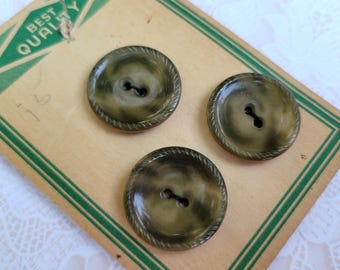 Green Two-Tone Vintage Buttons - 7/8 Inch (22mm)