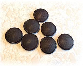 7 Big Brown Patterned Vintage Buttons 1 1/8 Inch