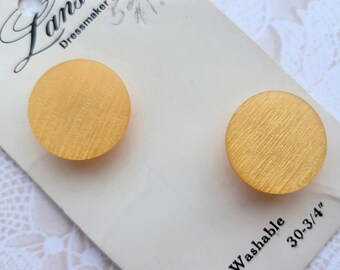 2 Yellow Vintage Shank Buttons 11/16 Inch 17mm Lansing Button Card