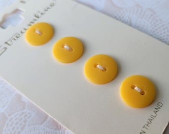 4 Yellow Vintage Buttons 1/2 Inch 12mm Streamline