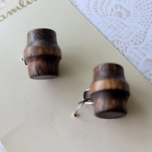 2 Small Dark Wood Toggle Vintage Buttons 1/2 Inch 12.5mm Streamline Button Card