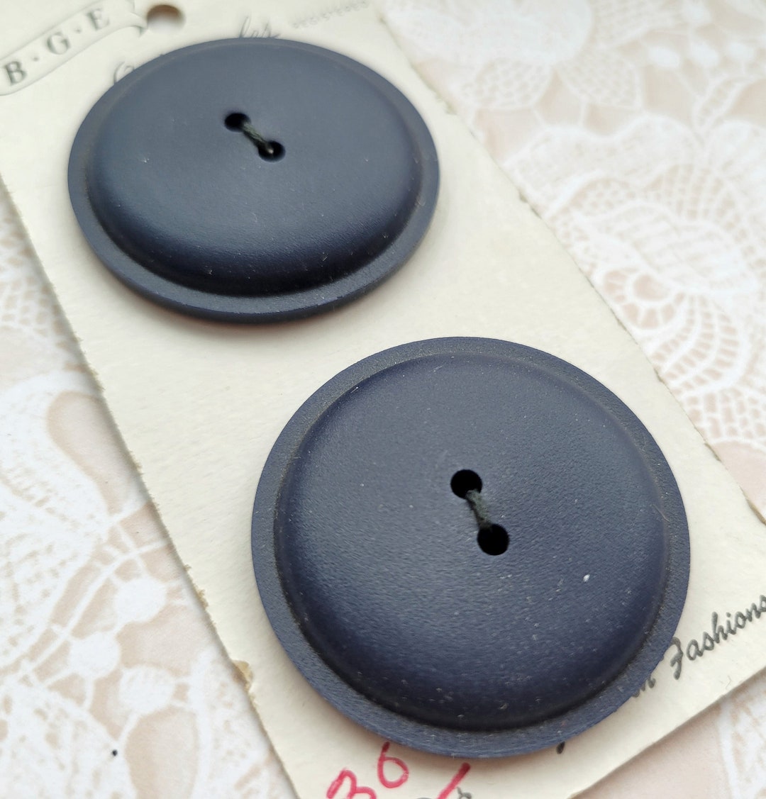 2 BIG Navy Blue Vintage Buttons 1 1/4 Inch 33mm BGE Button Card - Etsy