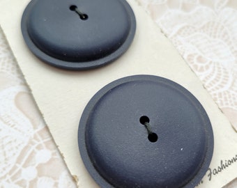 2 BIG Navy Blue Vintage Buttons 1 1/4 Inch 33mm BGE Button Card