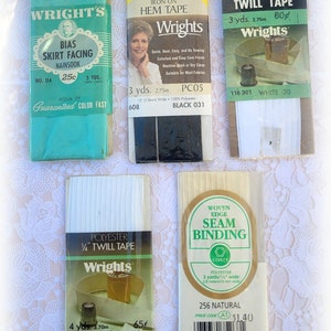 CHOICE Wright&#39;s Bias Skirt Facing Hem Tape Twill Tape Coats Seam Binding Vintage Supplies