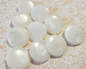 10 Vintage Creamy White Pearl Shank Buttons 7/8 Inch Metal Shank
