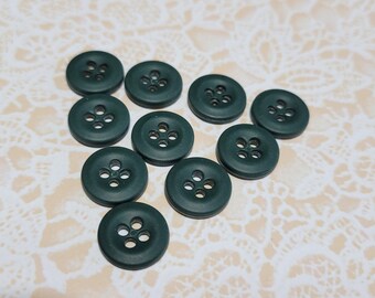 Vintage Buttons 6 Forest Green Casein 5/8" 2-hole Carved Buttons