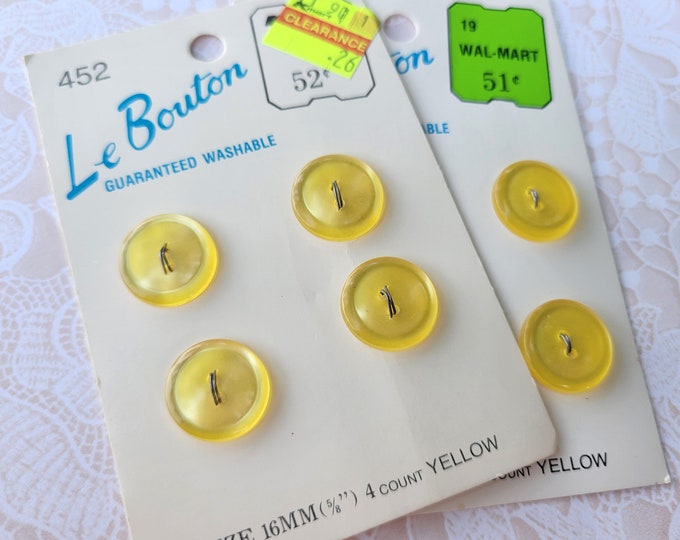 6 Yellow Vintage Buttons 5/8 Inch Le Bouton Button Cards - Etsy