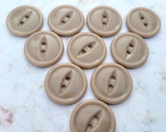10 Tan Vintage Cat Eye Fish Eye Buttons 3/4 Inch Sew Thru Buttons