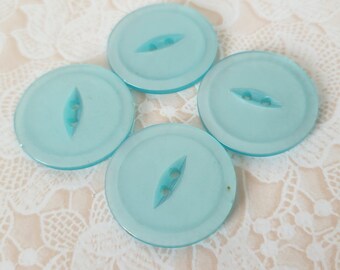 4 BIG Light Blue Cat Eye Vintage Buttons 1 1/8 Inch 28mm