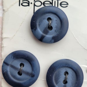 3 Blue 2 Toned Vintage Buttons 3/4 Inch 19mm La Petite Button Card image 2