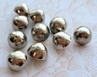 10 Silver Half Ball Vintage Shank Buttons 9/16 Inch 13mm