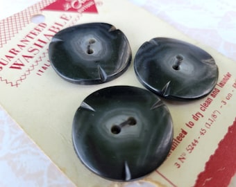 3 Gray 2-Tone Vintage Buttons 1 1/8 Inch 27mm Le Chic Button Card Made in Italy
