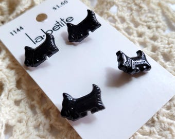 4 Black Scottish Terrier Buttons 3/4 Inch 19mm La Petite Novelty Buttons