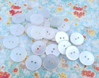White 2 Hole Vintage Buttons 3/4 Inch 18mm Choice 10 or 20