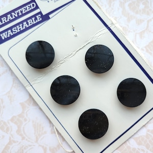 5 Black Shank Buttons 13/16 Inch 21mm