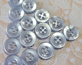 15 Baby Blue Vintage Buttons 4 Hole 7/16 Inch