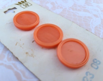 3 Orange Vintage Buttons 5/8 Inch 17mm Imperial Button Card