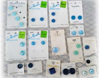 28 Shades of Blue Vintage Buttons Button Lot Button Cards