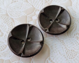 2 Unique Brown Vintage Buttons 1 Inch 27mm
