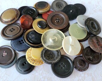 38 Vintage Shabby Coat Buttons 1 Inch to 1 3/4 Inch