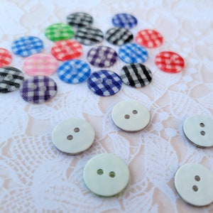 23 Gingham Buttons Red Black Blue Purple Green Pink 7/16 Inch 12mm image 2