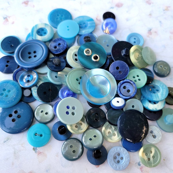 Lot of 75 Shades of Blue Buttons
