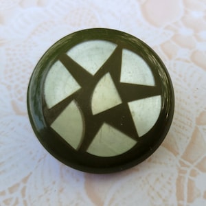 Big Green & Silver Vintage Shank Button 1 1/16 Inch 28mm