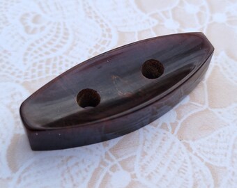 Brown Oblong 2 Hole Vintage Button 1 9/16 Inch
