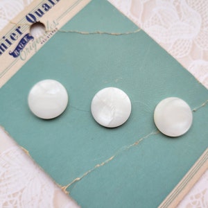 Vintage White Pearl Shank Buttons 9/16 Inch 14mm BGE Button Card