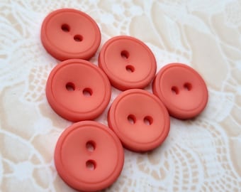 6  Light Coral Pink Vintage Buttons 9/16 Inch 13mm