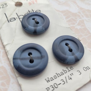 3 Blue 2 Toned Vintage Buttons 3/4 Inch 19mm La Petite Button Card image 3