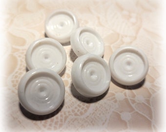 6 White Vintage Shank Buttons 9/16 Inch 15mm
