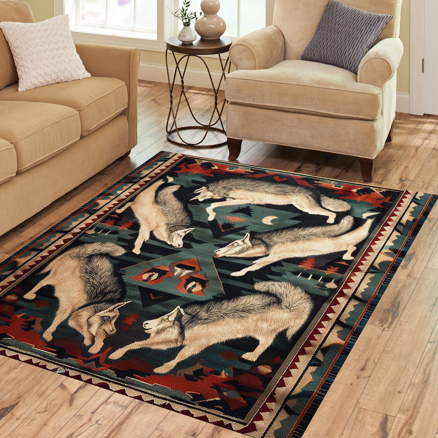 Wolf Rug,wolf Tribe Rug,animal Rug,nature Pattern Rug,gift Rug,icon ...