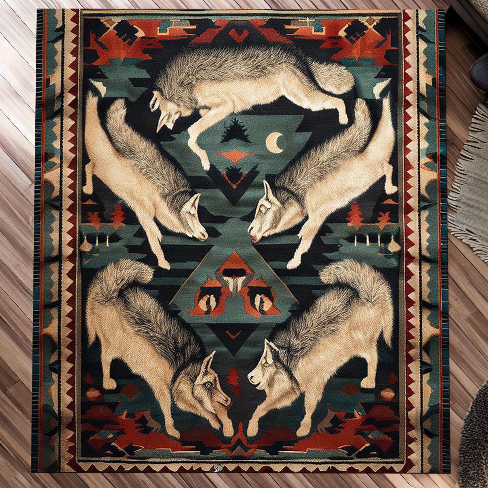 Wolf Rug,wolf Tribe Rug,animal Rug,nature Pattern Rug,gift Rug,icon ...