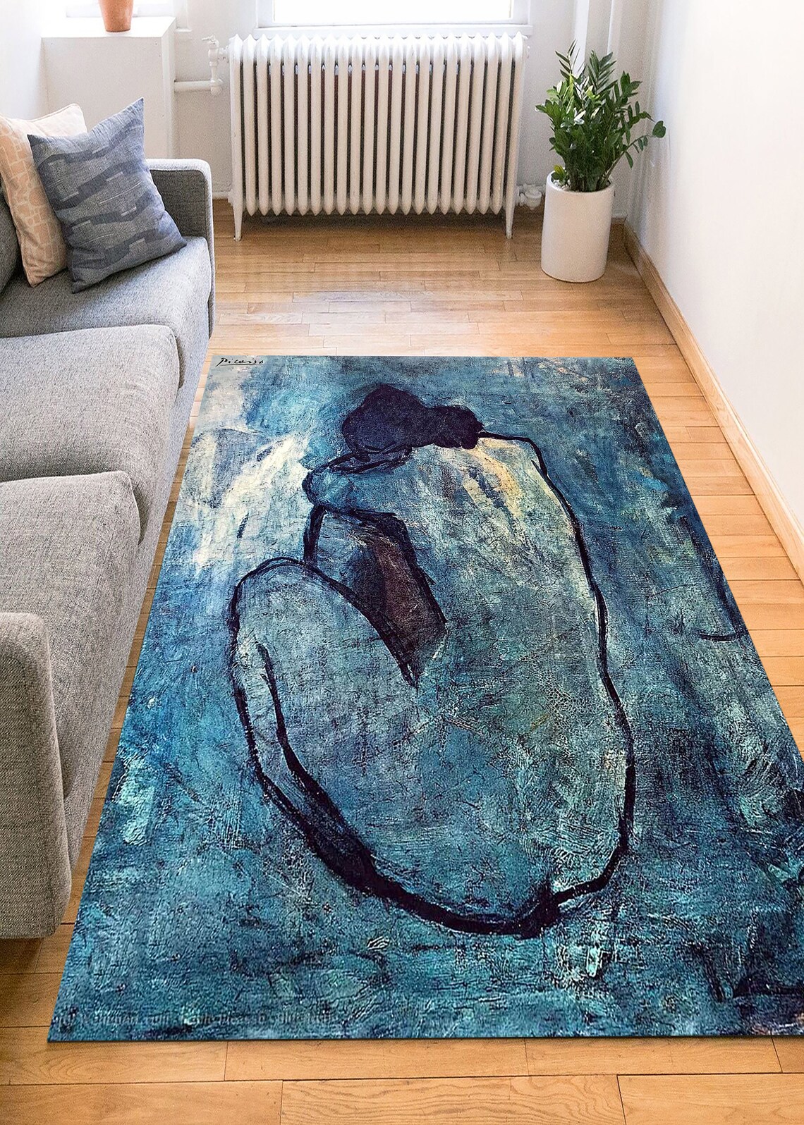 Picasso Art Rug,bleu Period Rug,art Lover Rug,blue Art Rug,picasso Rug ...