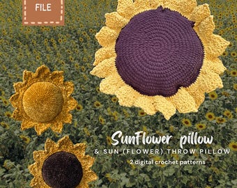 Zonnebloem sierkussen pdf haakpatroon