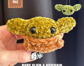 PDF-haakpatronen Baby Alien en sleutelhanger